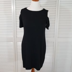 Black cold shoulder dress
